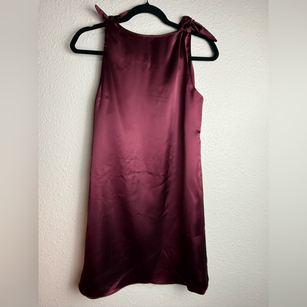 ASOS Elegant Burgundy Sleeveless satin mini with shoulder bows Dress Size 6 - Picture 8 of 10